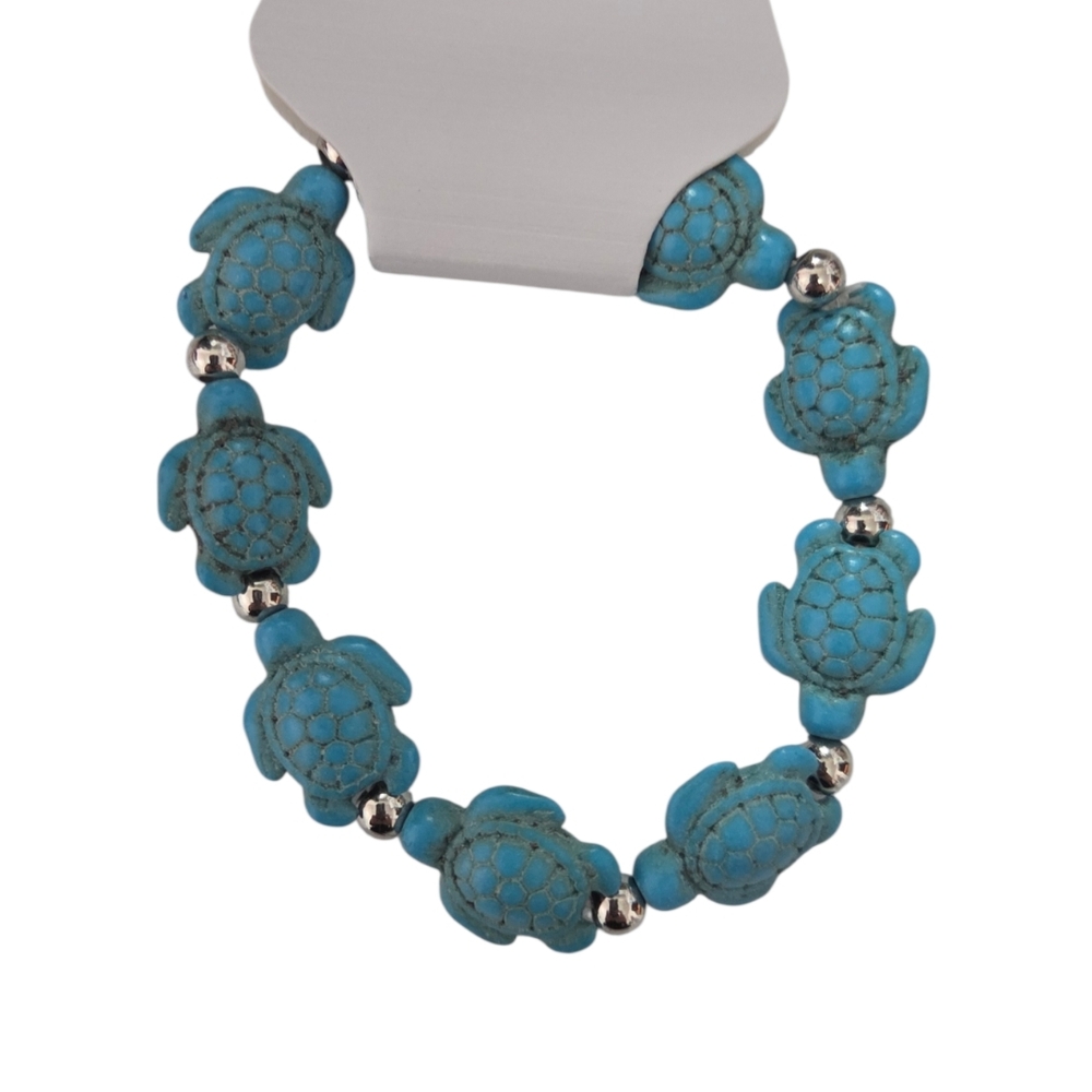 Turquoise Turtle Bead Bracelet